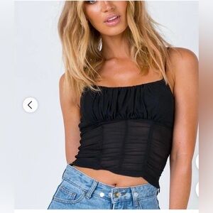 Princess Polly Black Ruched Tank